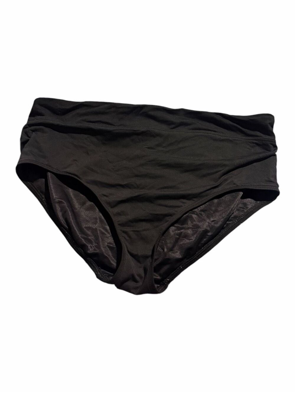 Lands’ End High Waisted Bikini Bottoms Size 14 Black Full Coverage Swim Bottom